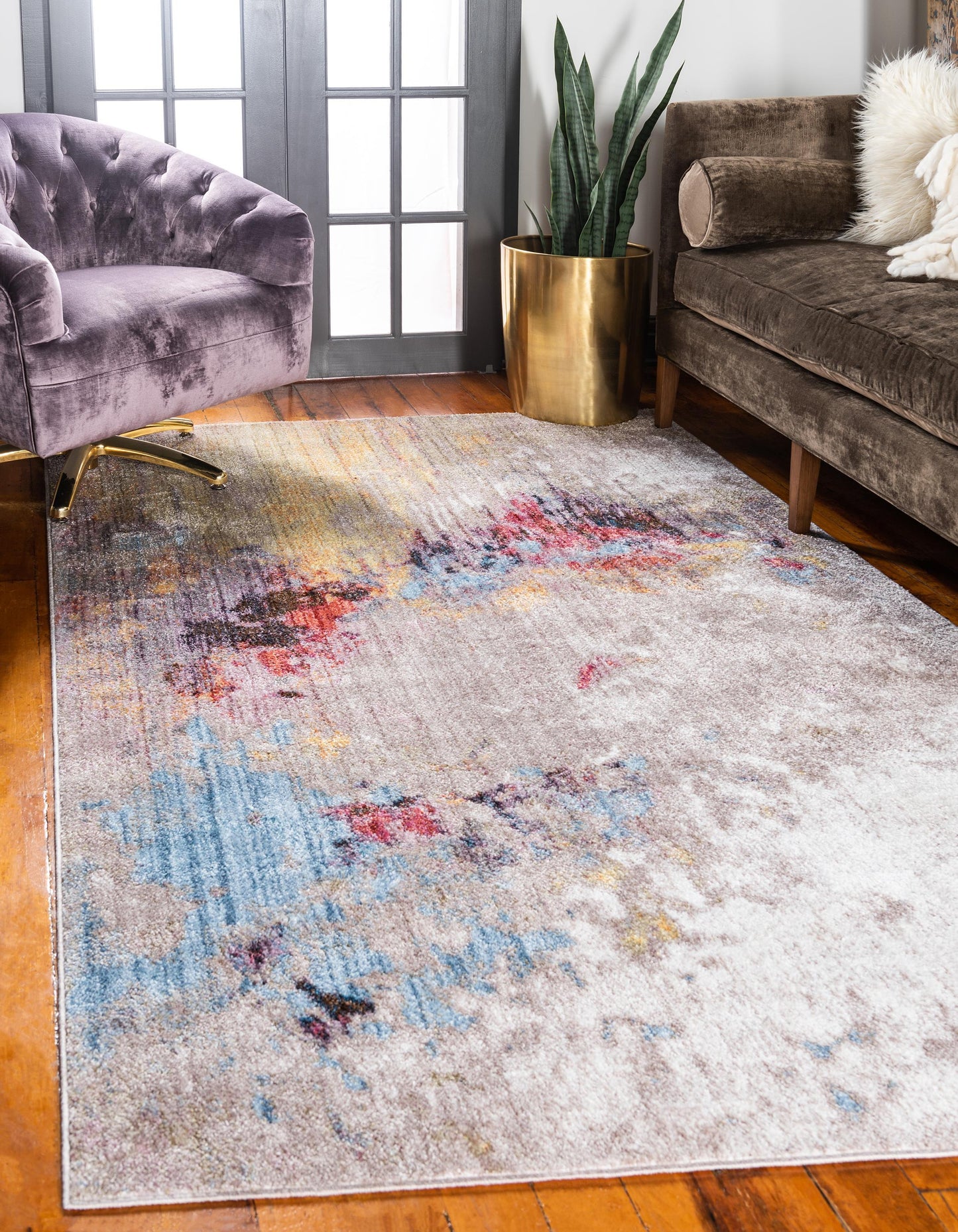 Ethen - Modern Grey Paint-Splatter Rug